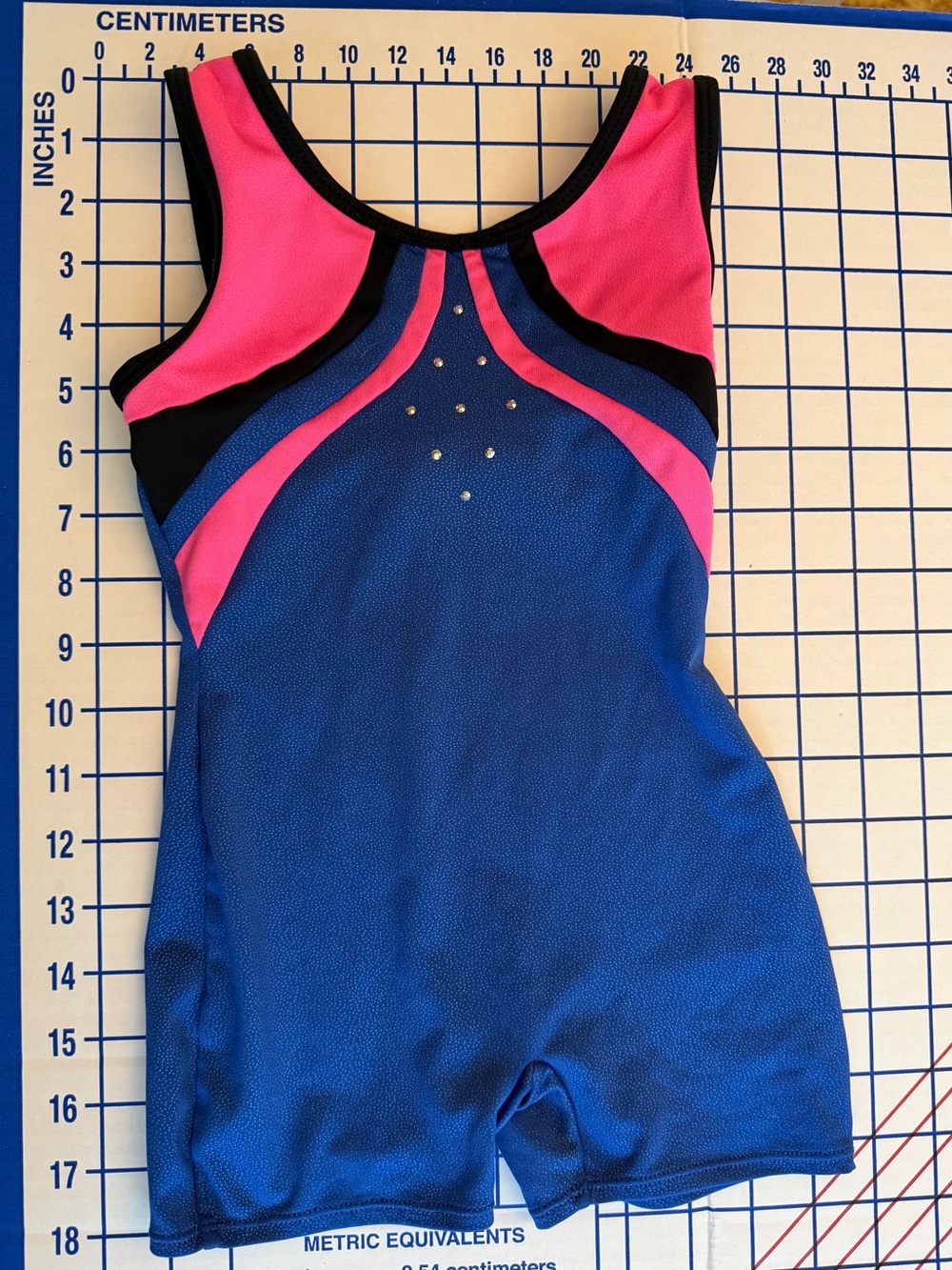Danskin Royal Blue and Hot Pink Performance Leotard Shortsuit